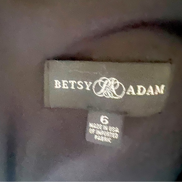 Betsy & Adam Ruffle Bow Trumpet Gown evening dress size 6 Black - Picture 9 of 11